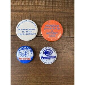 4 VTG Penn State 1986 Orange Bowl Buttons Pins vs Miami Hurricanes Champs